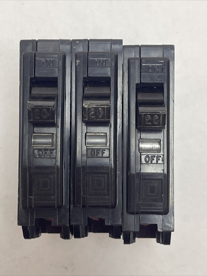 SQUARE D QO120 CIRCUIT BREAKER 1POLE 20AMP 120/240VAC (LOT OF 3)