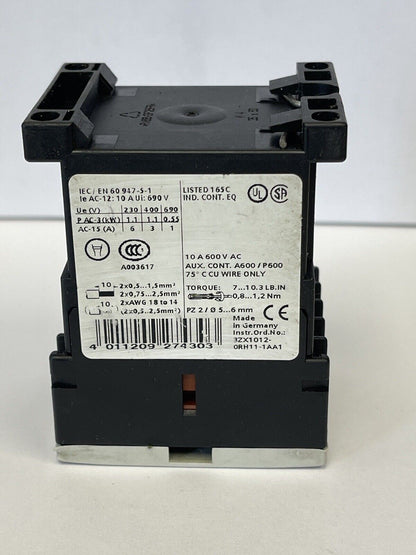 SIEMENS - 3RH1122-1BB40 - CONTACTOR RELAY - 2 NO + 2 NC 24 V DC