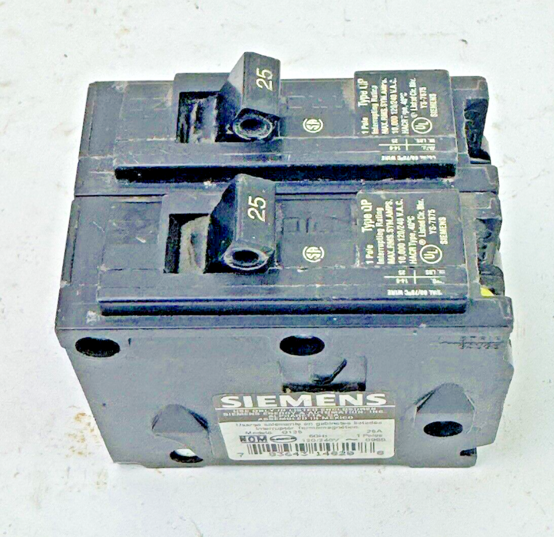 SIEMENS **LOT OF 2** - Q125 - CIRCUIT BREAKERS  - 25A, 1  POLE, 240 VAC