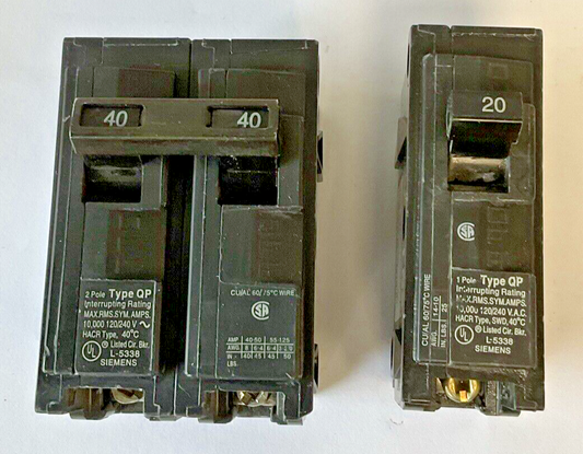 SIEMENS Q120(1POLE) & Q240(2POLE) CIRCUIT BREAKER 120/240VAC 20, 40A 60HZ