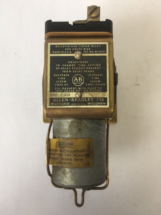 ALLEN BRADLEY 848-ZOD FLUID DASHPOT TIMING RELAY 600 VOLTS COIL 120V 60HZ