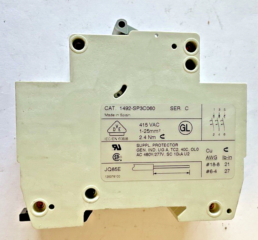 ALLEN BRADLEY 1492-SP3C060/ 1492SP3C050 CIRCUIT BREAKER SER.C 3POLE