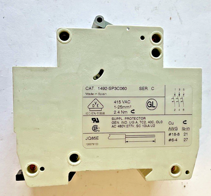 ALLEN BRADLEY 1492-SP3C060/ 1492SP3C050 CIRCUIT BREAKER SER.C 3POLE