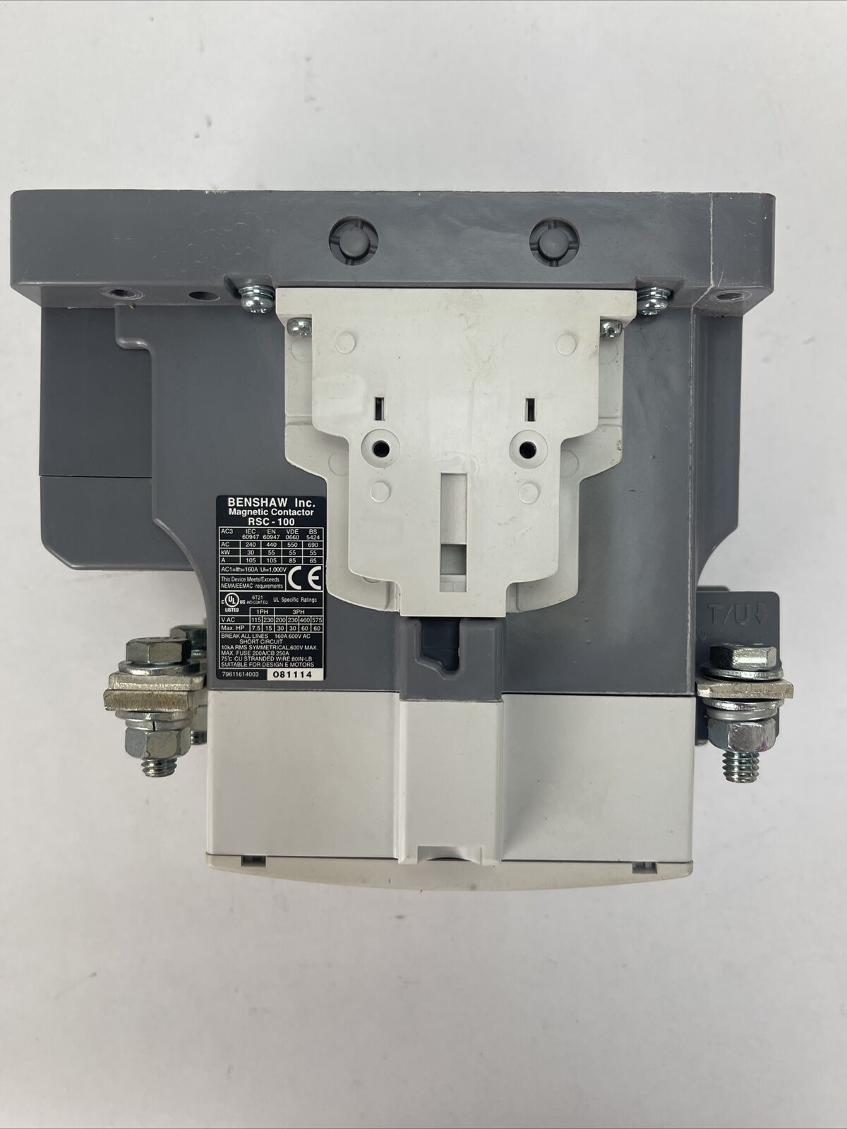 BENSHAW RSC-100 MAGNETIC CONTACTOR 600VAC COIL 100-240VAC 100-220VDC