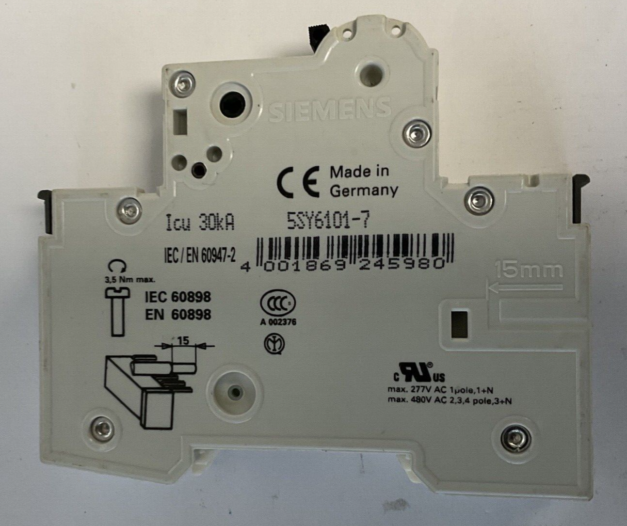 SIEMENS 5SY61 MCB CIRCUIT BREAKERS C1(1) C2(1) C4(1) C6(2) 230/400VA***LOTOF5***