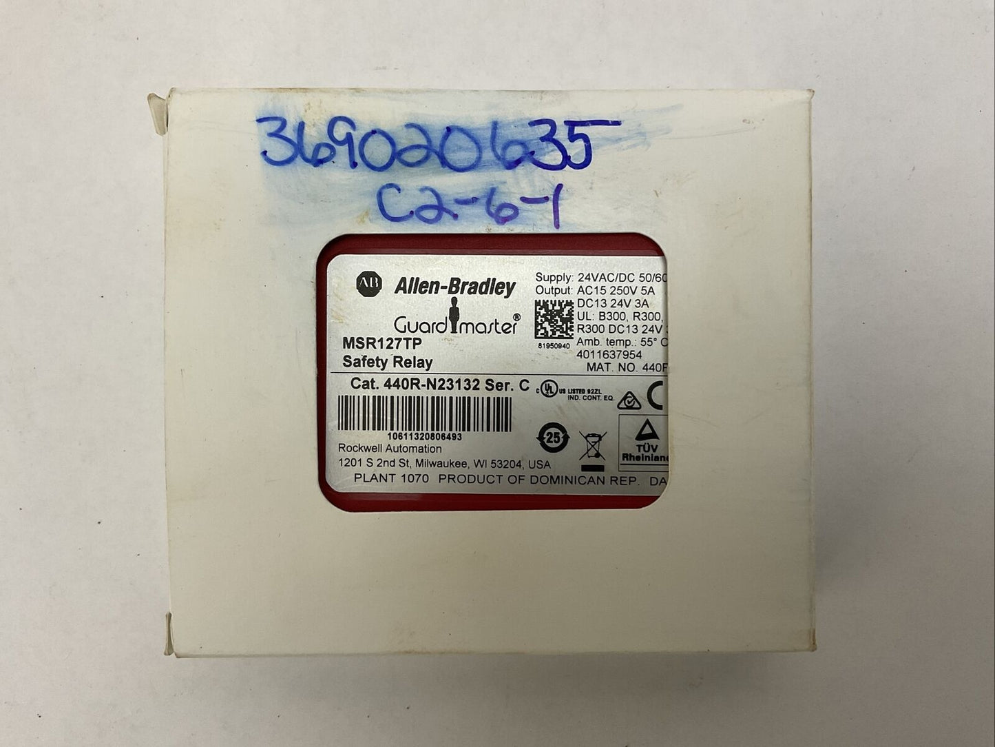 ALLEN BRADLEY 440R-N23132 SERIES C GUARD MASTER SAFETY RELAY MSR127TP