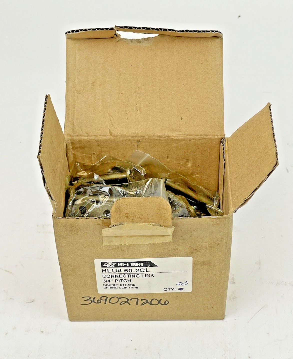 BOX OF 20 - HLU# 60-2CL - CONNECTING LINK 3/4" PITCH - DOUBLE STRAND SPRING CLIP