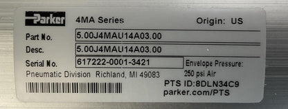 PARKER 5.00J4MAU14A03.00 PNEUMATIC CYLINDER 4MA SERIES 250 PSI AIR