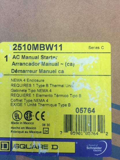 SQUARE D 2510MBW11 AC MANUAL STARTER SERIES C NEMA 4 ENCLOSURE