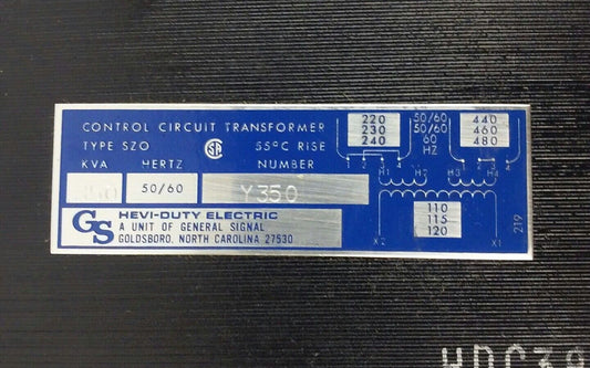 CUTLER HAMMER 10942H57 CONTROL TRANSFORMER