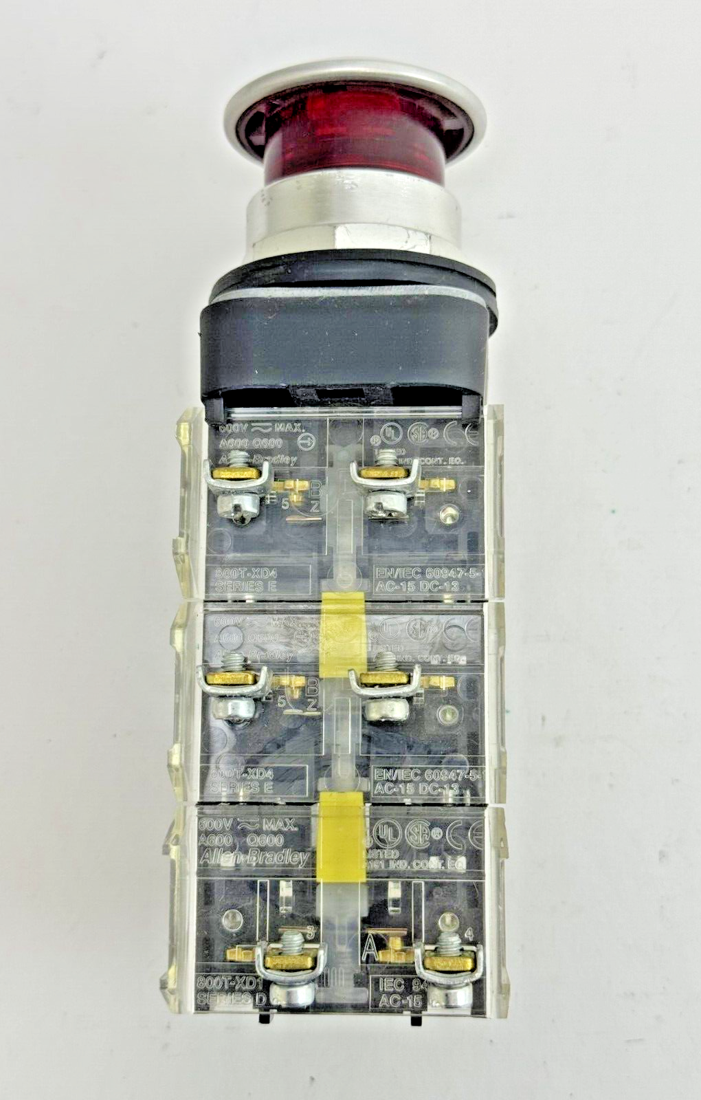 ALLEN-BRADLEY - 800T-FXTQH2RA5 SER. U - RED MUSHROOM PUSH/PULL BUTTON W/ BLOCK