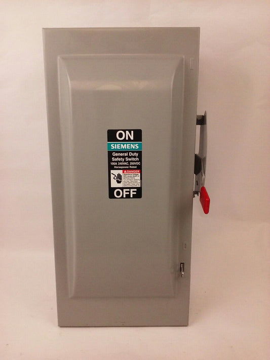 SIEMENS GNF323 SAFETY SWITCH NEMA TYPE 1 TYPE VB11 100A 240VAC 30HP 250VDC 2P