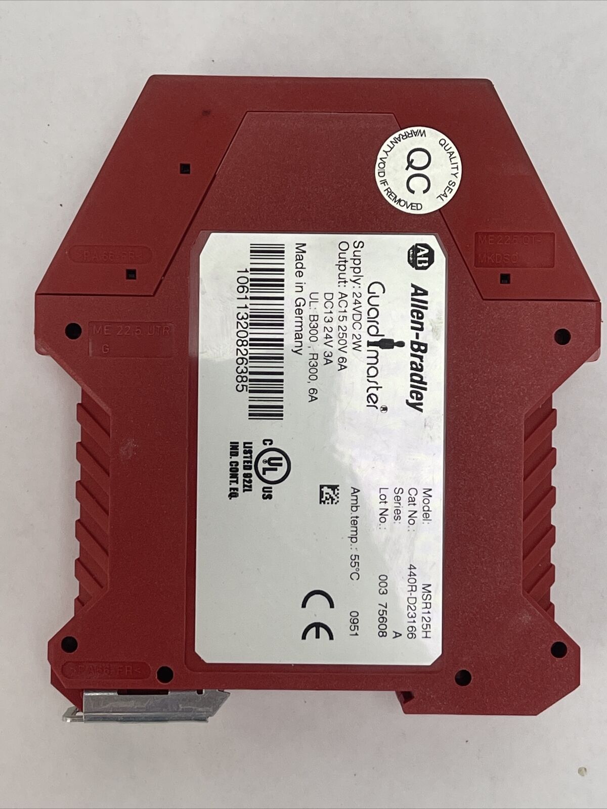 ALLEN BRADLEY 440R-D23166 MSR125H RELAY SUPPLY 24VDC OUTPUT AC15 250V 6A DC13
