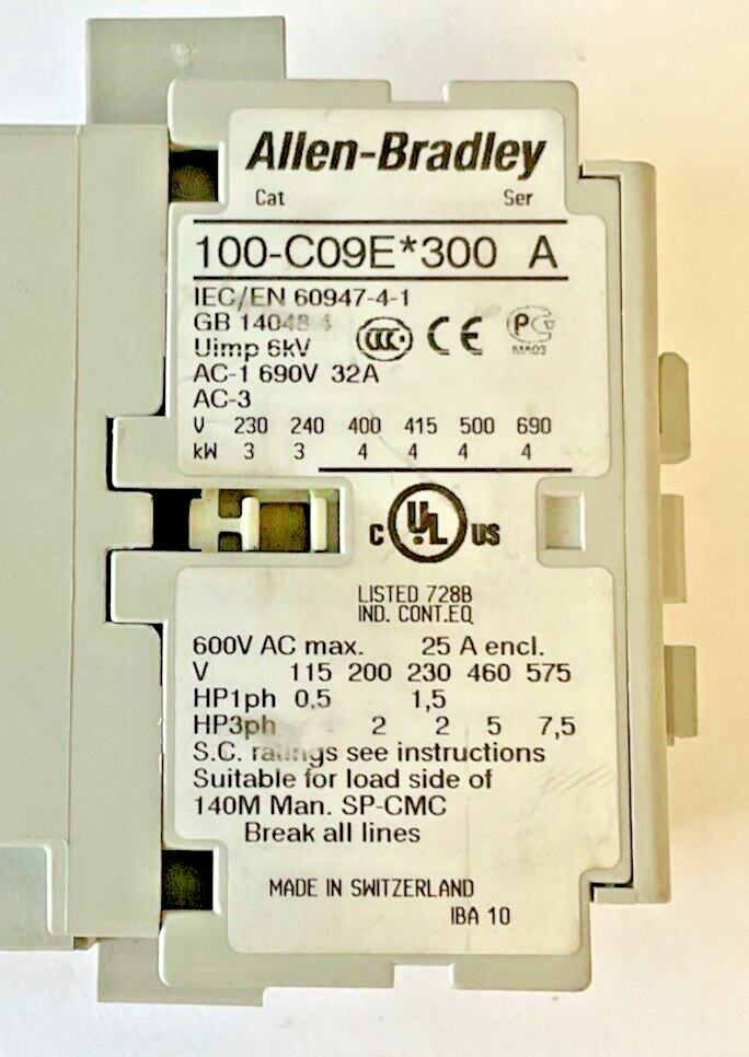 ALLEN BRADLEY 100-C09*300 CONTACTOR SER.A  600VAC 25A