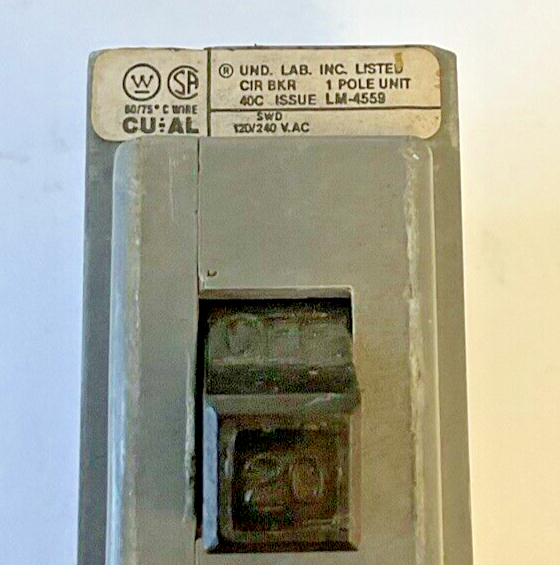 WESTINGHOUSE HBAW 1020 CIRCUIT BREAKER 1POLE 20A 120/240VAC HBAW1020
