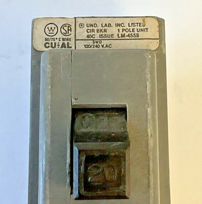 WESTINGHOUSE HBAW 1020 CIRCUIT BREAKER 1POLE 20A 120/240VAC HBAW1020