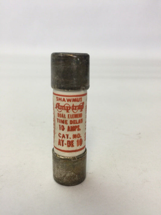 SHAWMUT AMP-TRAP AT-DE 10 DUAL ELEMENT TIME DELAY FUSE 10AMP 250VAC (LOT OF 10)