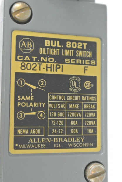 ALLEN-BRADLEY 802T-H1P1 PLUG-IN OILTIGHT LIMIT SWITCH / LEVER TYPE / NEW SURPLUS