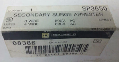 SQUARE D SP3650 SER.1 SECONDARY SURGE ARRESTER,650VAC,3-4 WIRE@ 600VAC,NEW OTHER