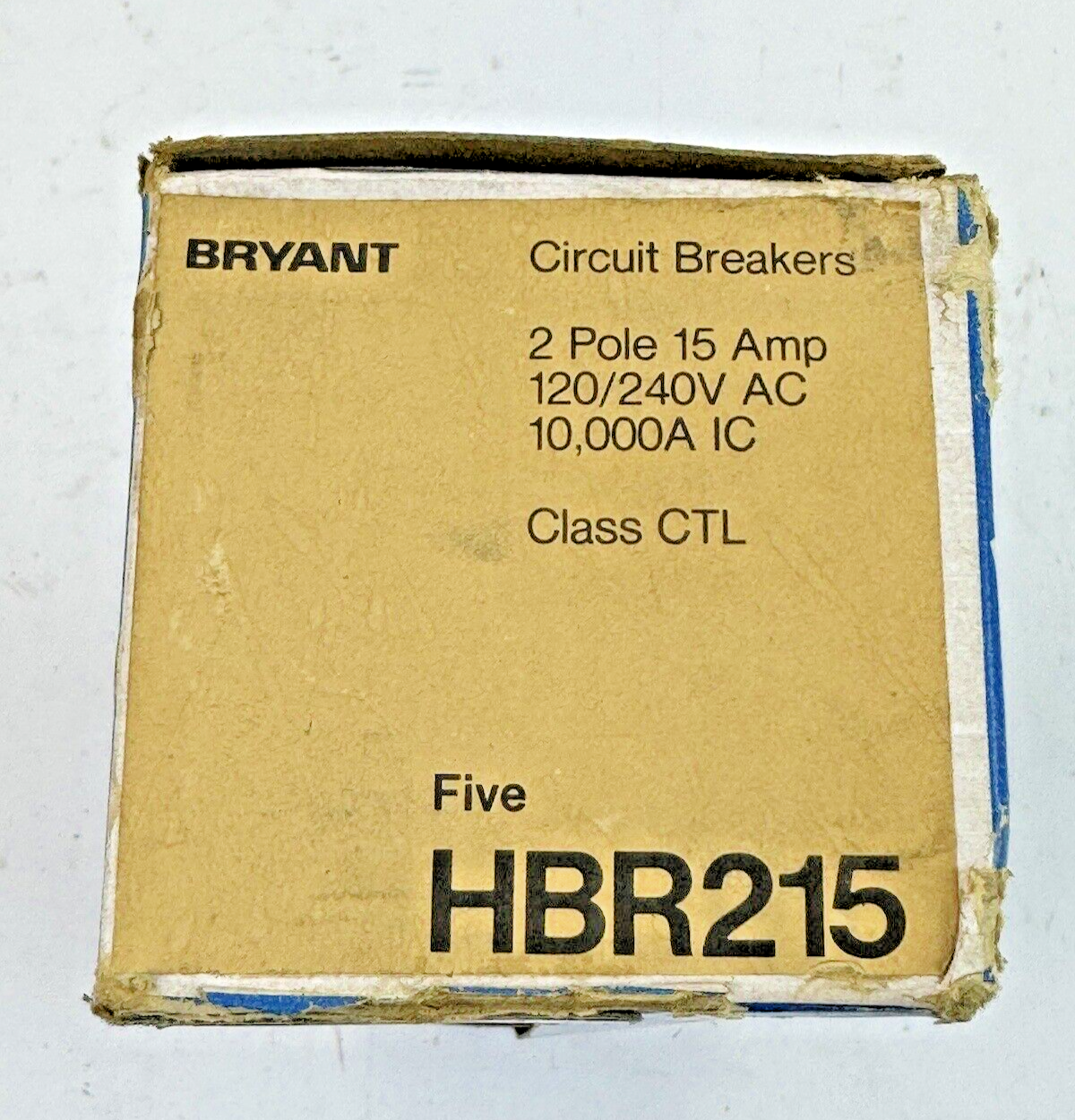 BRYANT *BOX OF 5* - HBR215 - COMMON TRIP CIRCUIT BREAKERS - 2 POLE/15 A/240 VAC