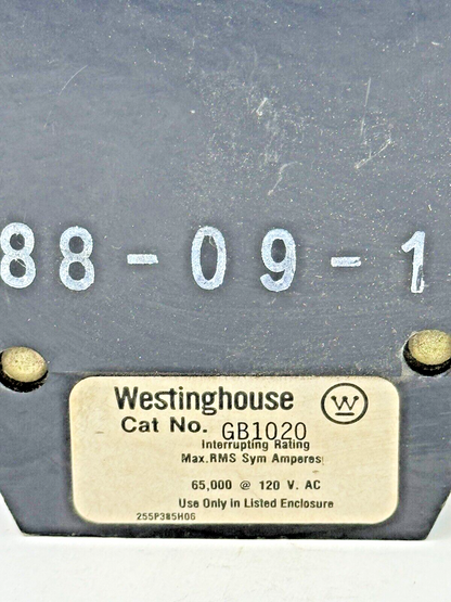 WESTINGHOUSE - GB1020 - BOLT-ON CIRCUIT BREAKER - 1 POLE/120VAC/20A - NEW