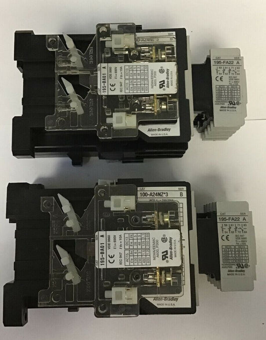 ALLEN BRADLEY 100-A24NZ*3 SER.B W/ 195-BA01 SER.A & 195-FA22 SER.A ***LOTOF2***