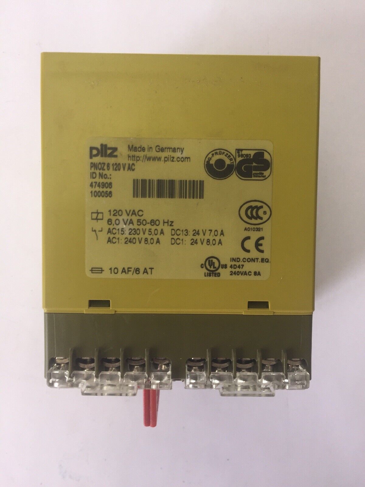 PILZ PNOZ 6 120VAC 6,0 VA 50-60HZ