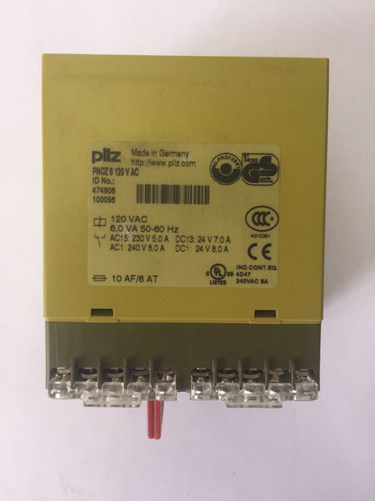 PILZ PNOZ 6 120VAC 6,0 VA 50-60HZ