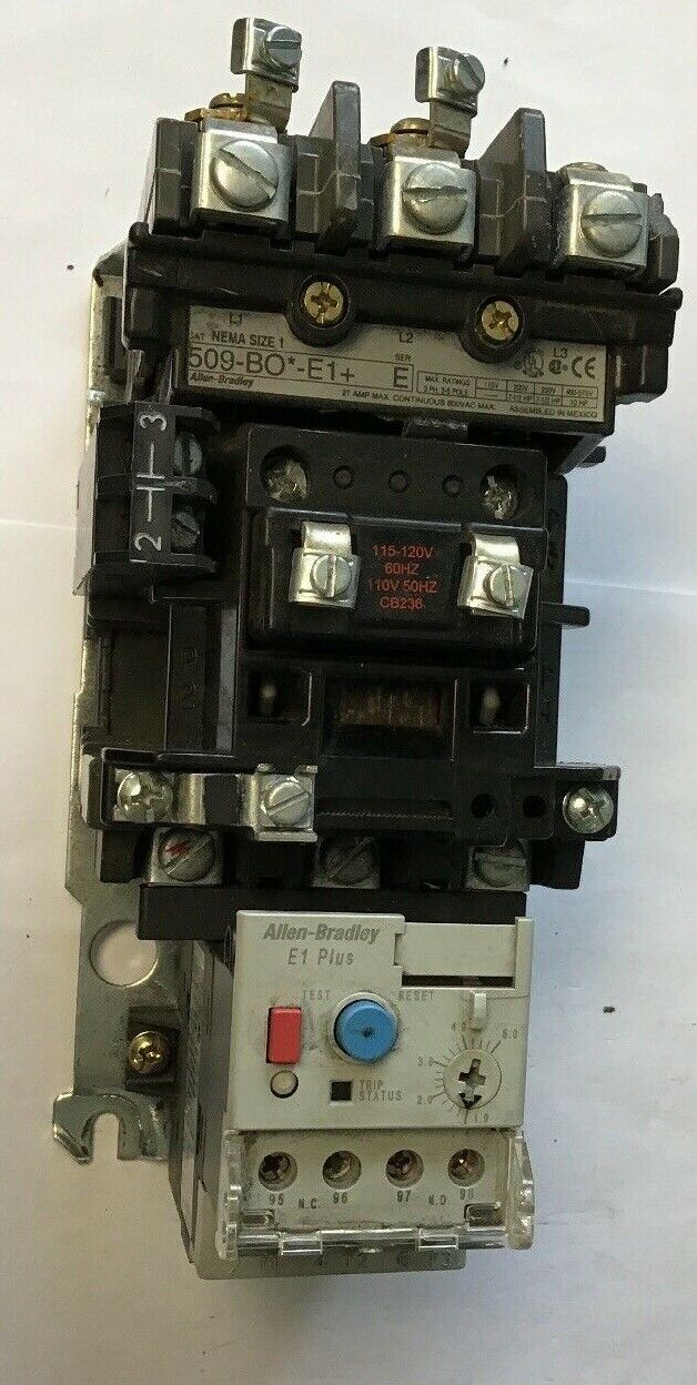 ALLEN-BRADLEY 509-BO*-E1+ SIZE 1 STARTER 120 V COIL  W/592-EECC W/595-A SER.C