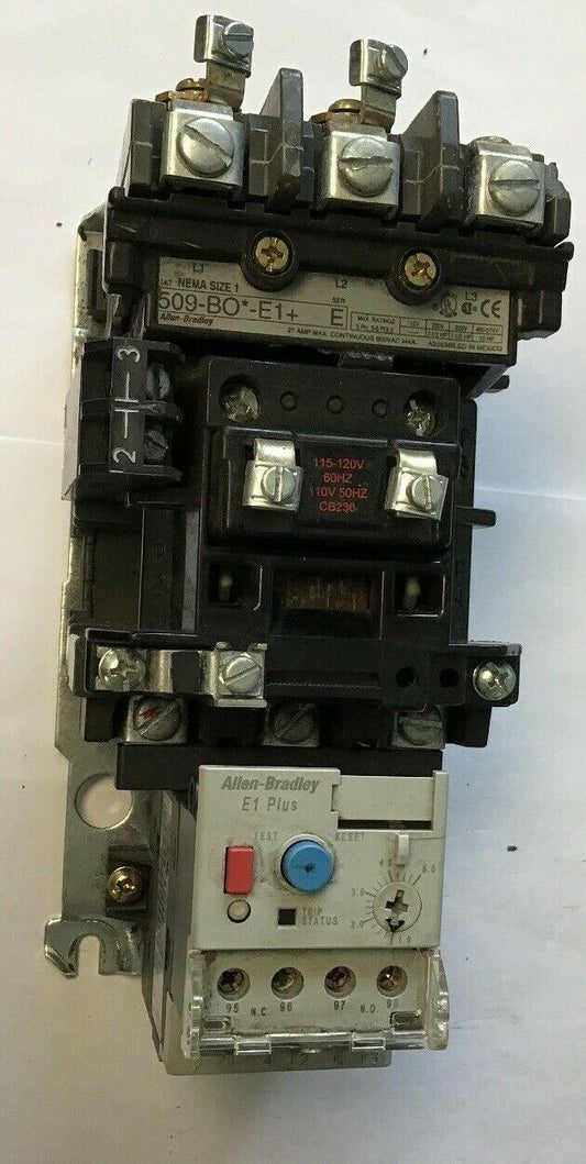 ALLEN-BRADLEY 509-BO*-E1+ SIZE 1 STARTER 120 V COIL  W/592-EECC W/595-A SER.C