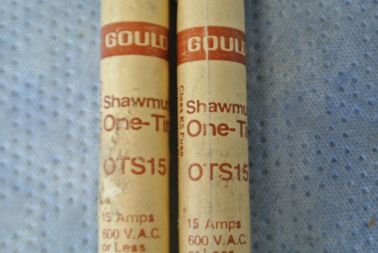 LOT of 2 / GOULD-SHAWMUT OTS15 ONE-TIME FUSE / 15A / 600V