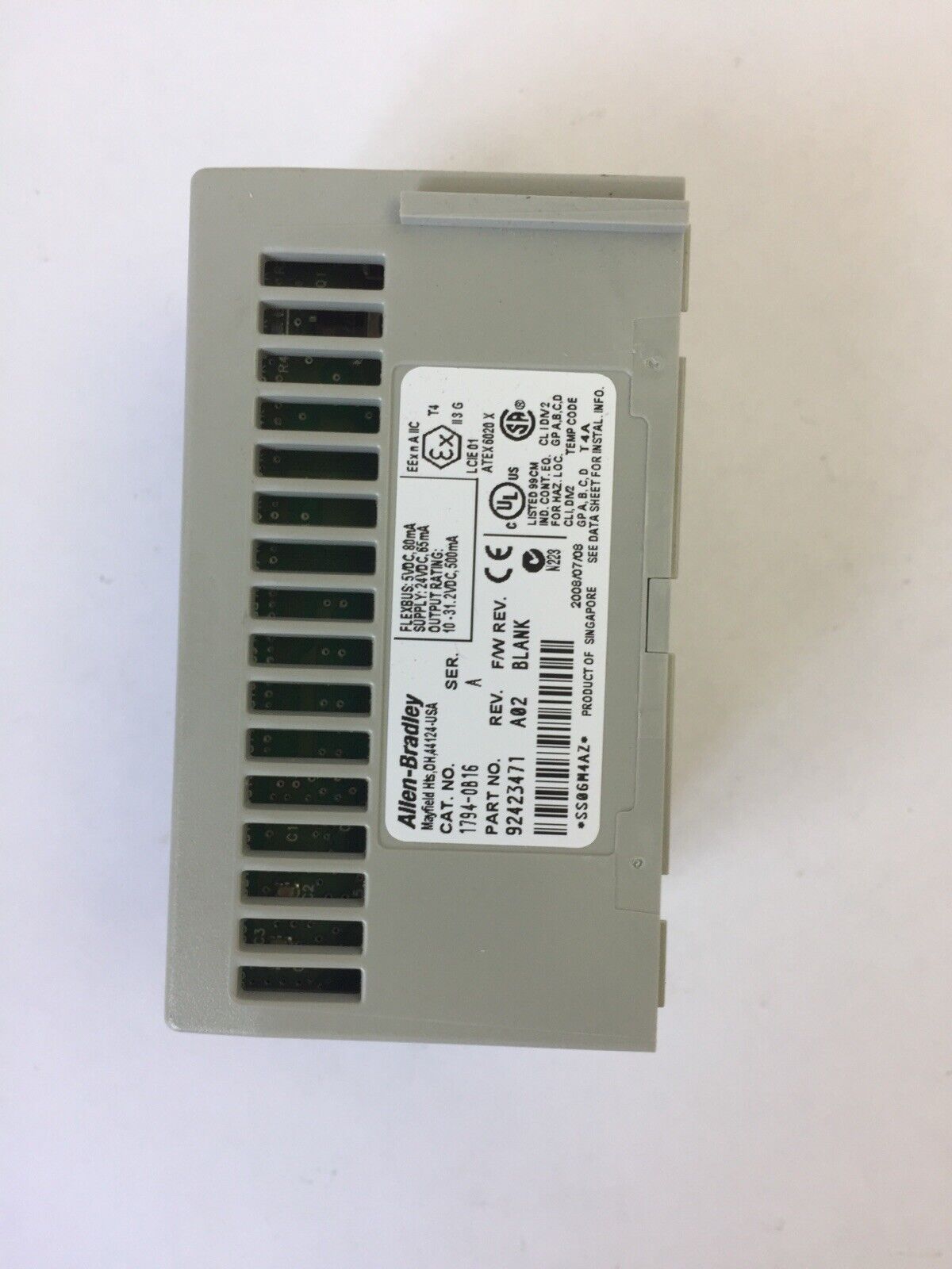 ALLEN BRADLEY 1794-OB16P SER A REV A02 F/W REV BLANK 24VDC SOURCE OUTPUT