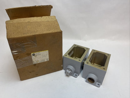 ALLEN BRADLEY 800H-2HHX7 SERIES X HEAVY DUTY ENCLOSURE BASE NEMA TYPE 7&9 2 GANG