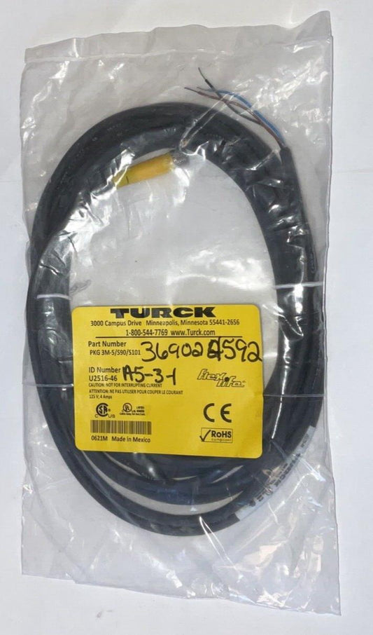 TURCK PKG 3M-5/S90/S101 SENSOR CORD SET SINGLE ENDED 125V 4A
