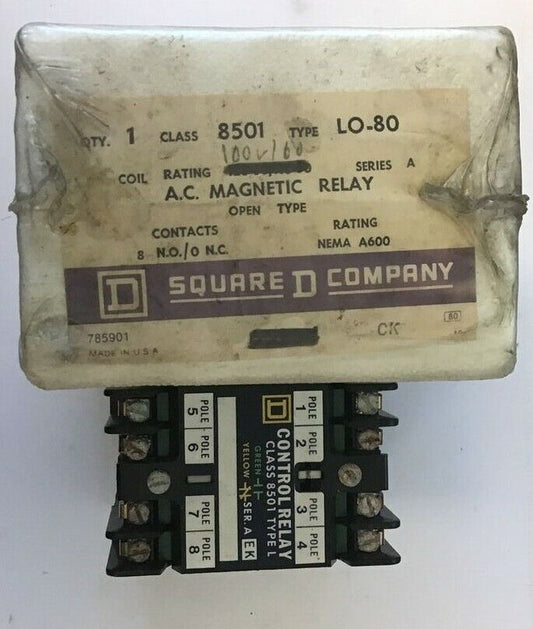 SQUARE D 8501 LO-80 AC MAGNETIC RELAY SER.A 120-60/110-50