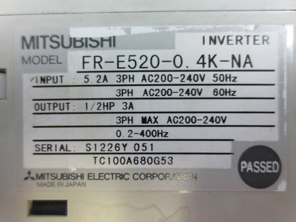 MITSUBISHI FR-E520-0.4K-NA INVERTER - E500