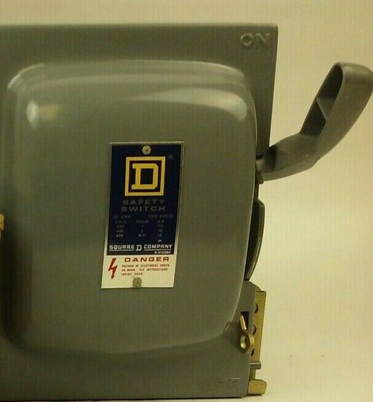 SQUARE D HU-261 SER. D1 SAFETY SWITCH 600VAC/DC 30A SINGLE THROW NON FUSIBLE