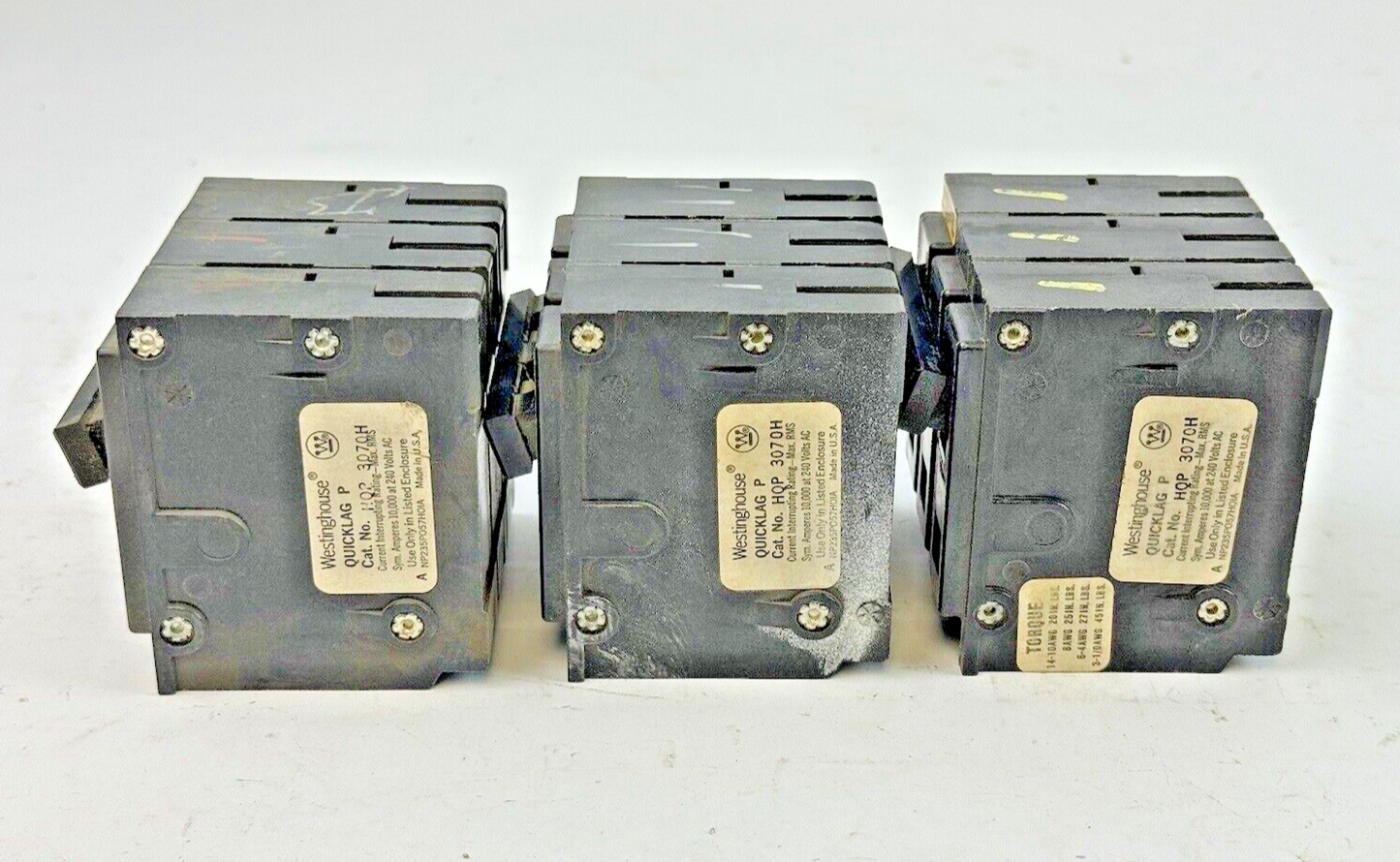 WESTINGHOUSE * LOT OF 3*  HQP3070H - CIRCUIT BREAKERS - 3 POLE/240VAC/70A