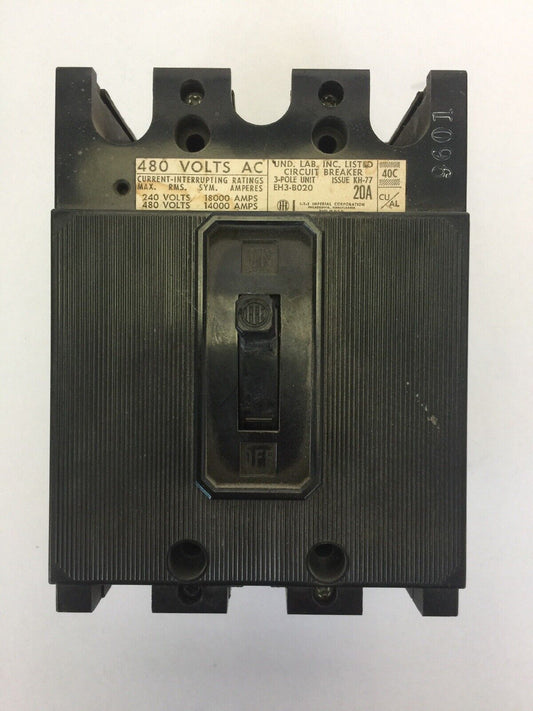 ITE EH3-B020 CIRCUIT BREAKER 20AMP 240/480VAC 3 POLE