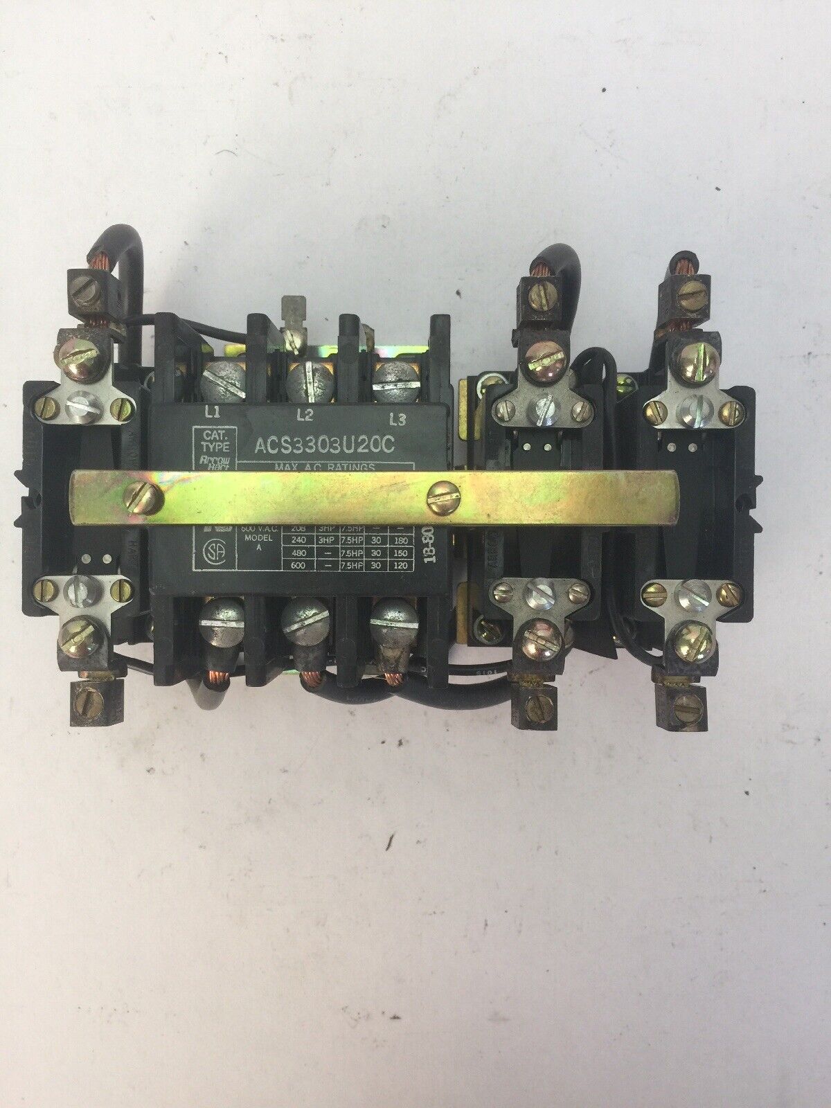 ARROW HART ACS3303U20C RELAY WITH OVERLOAD PROTECTION 600VAC 40AMP 7.5HP MODEL A
