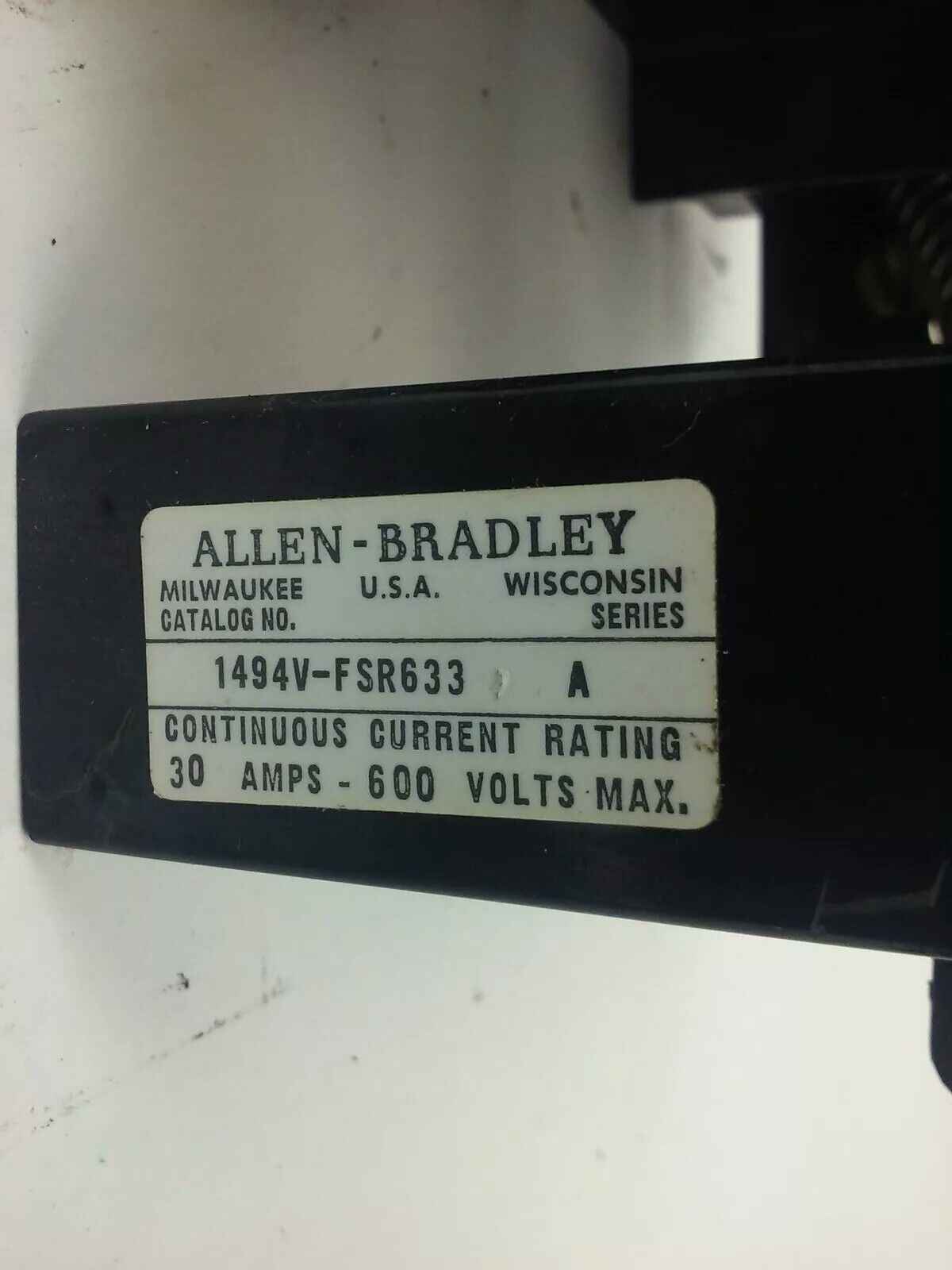 ALLEN BRADLEY 1494V-DS30 SER. A, FUSIBLE SWITCH, 3PH, 3P, 30A, 600V,1494V-FSR633