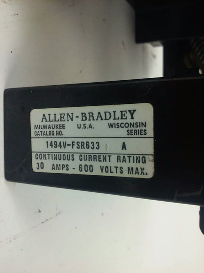 ALLEN BRADLEY 1494V-DS30 SER. A, FUSIBLE SWITCH, 3PH, 3P, 30A, 600V,1494V-FSR633
