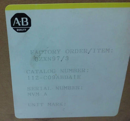 ALLEN BRADLEY 112-C09ABDA1E SER. A, COMBINATION MOTOR CONTROLLER, 3PH, TYPE 1