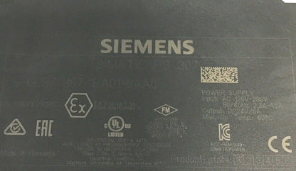 SIEMENS 6ES7 307-1EA01-0AA0 24VDC 120-230VAC 5A 50/60HZ POWER SUPPLY