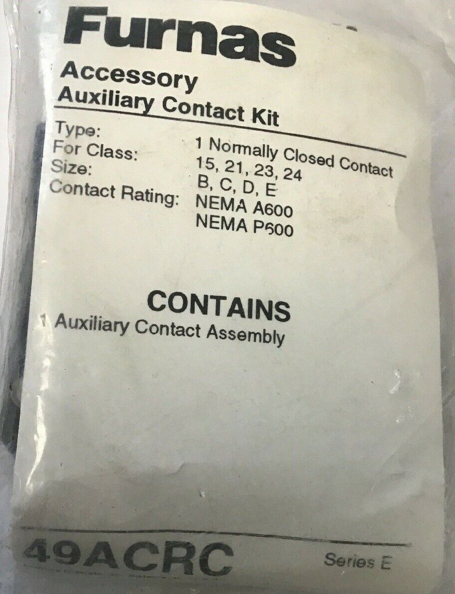 FURNAS 49ACRC ACCESSORY AUXILIARY CONTACT KIT SERIES E 600V