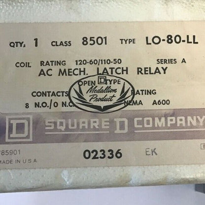 SQUARE D 8501 LO-80-LL AC MECHANICAL LATCH RELAY SER.A 120-60/110-50