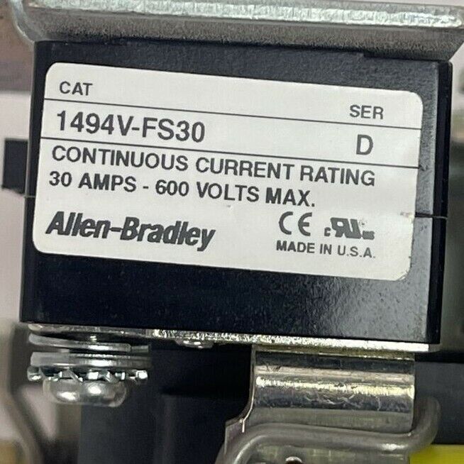 ALLEN BRADLEY 1494V-DS30 SER D DISCONNECT SWITCH 30AMP 250VDC 600VAC 7.5HP