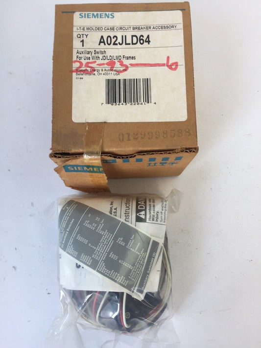 SIEMENS A02JLD64 AUXILARY SWITCH FOR USE WITH JD/LD/LMD FRAMES