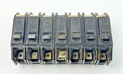 GE *LOT OF 7* - TQC1115 - CIRCUIT BREAKERS - 1 POLE/15A/240VAC/TYPE TQC
