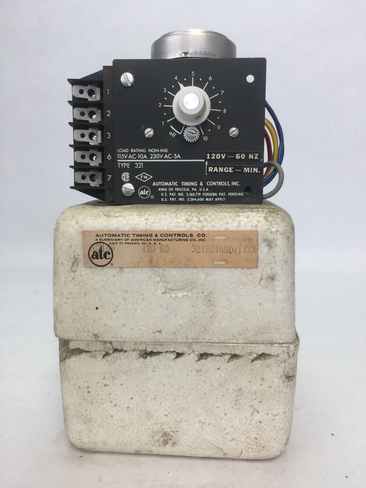 ATC 321B014A01T1XX TIME DELAY RELAY 120V 60HZ 115CAC 10A 230VAC 5A